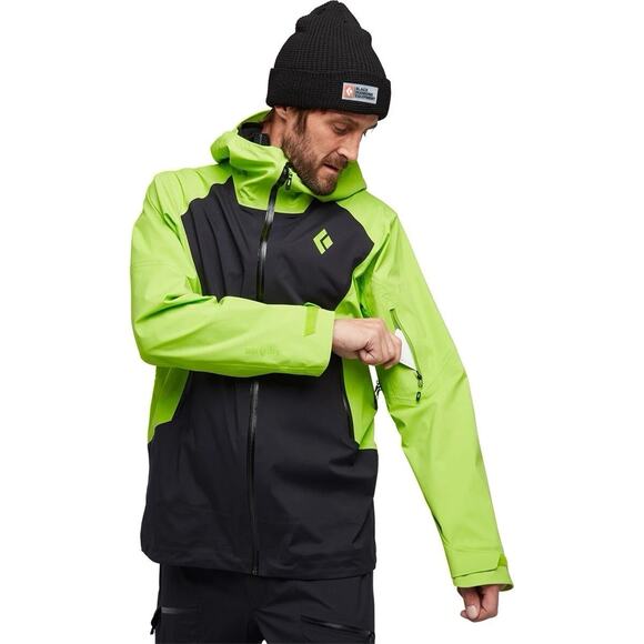 Black Diamond Recon Stretch LT Ski Shell Jacket Parka Black Lime Green Mens M - Picture 7 of 9